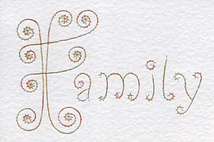 Family word pattern added at Stitching Cards